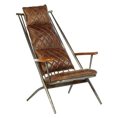 Hoxton Brown Leather Quilted High Back Chair