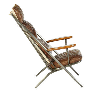 Hoxton Brown Leather Quilted High Back Chair