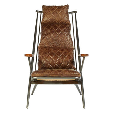 Hoxton Brown Leather Quilted High Back Chair