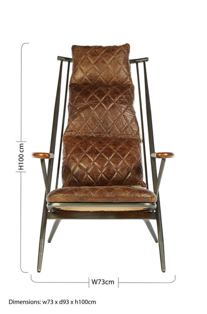 Hoxton Brown Leather Quilted High Back Chair