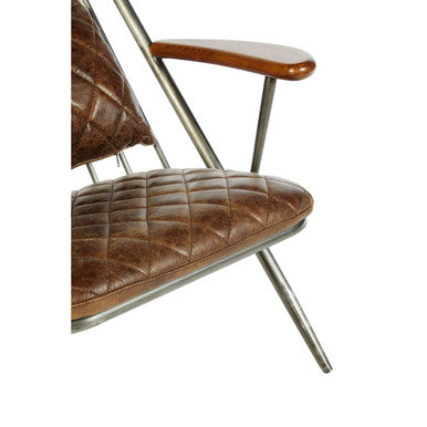 Hoxton Brown Leather Quilted High Back Chair