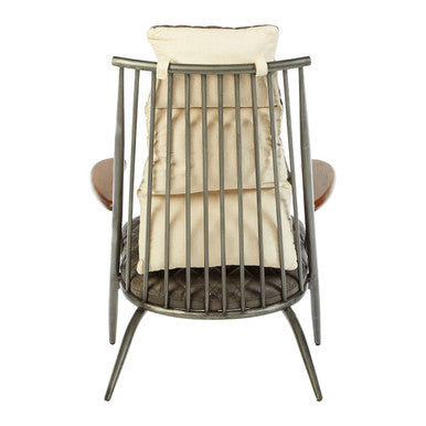 Hoxton Grey Leather Quilted High Back Chair