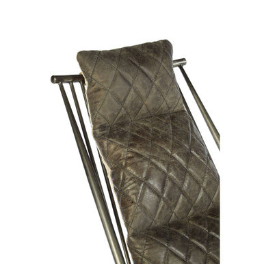 Hoxton Grey Leather Quilted High Back Chair