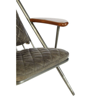 Hoxton Grey Leather Quilted High Back Chair