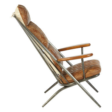 Hoxton Light Brown Leather Quilted High Back Chair