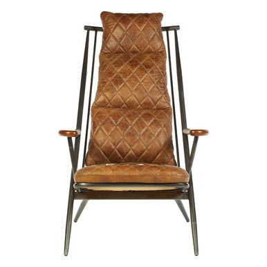 Hoxton Light Brown Leather Quilted High Back Chair
