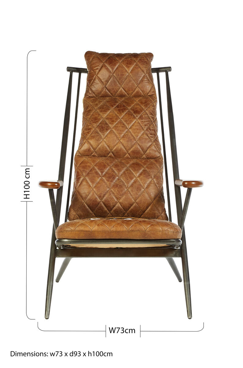 Hoxton Light Brown Leather Quilted High Back Chair