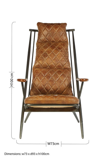 Hoxton Light Brown Leather Quilted High Back Chair