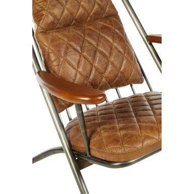 Hoxton Light Brown Leather Quilted High Back Chair