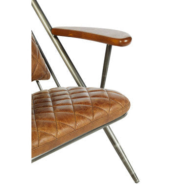 Hoxton Light Brown Leather Quilted High Back Chair