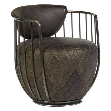 Hoxton Dark Grey Leather Swivel Tub Chair