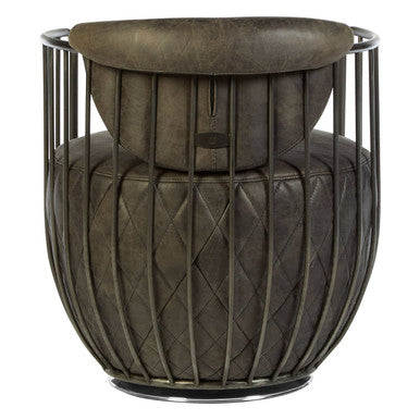 Hoxton Dark Grey Leather Swivel Tub Chair