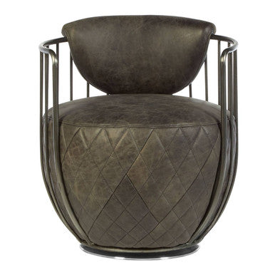 Hoxton Dark Grey Leather Swivel Tub Chair