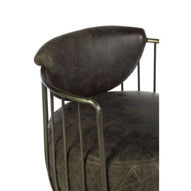 Hoxton Dark Grey Leather Swivel Tub Chair