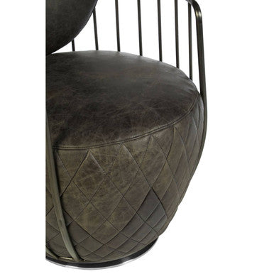 Hoxton Dark Grey Leather Swivel Tub Chair