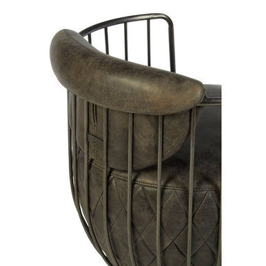 Hoxton Dark Grey Leather Swivel Tub Chair