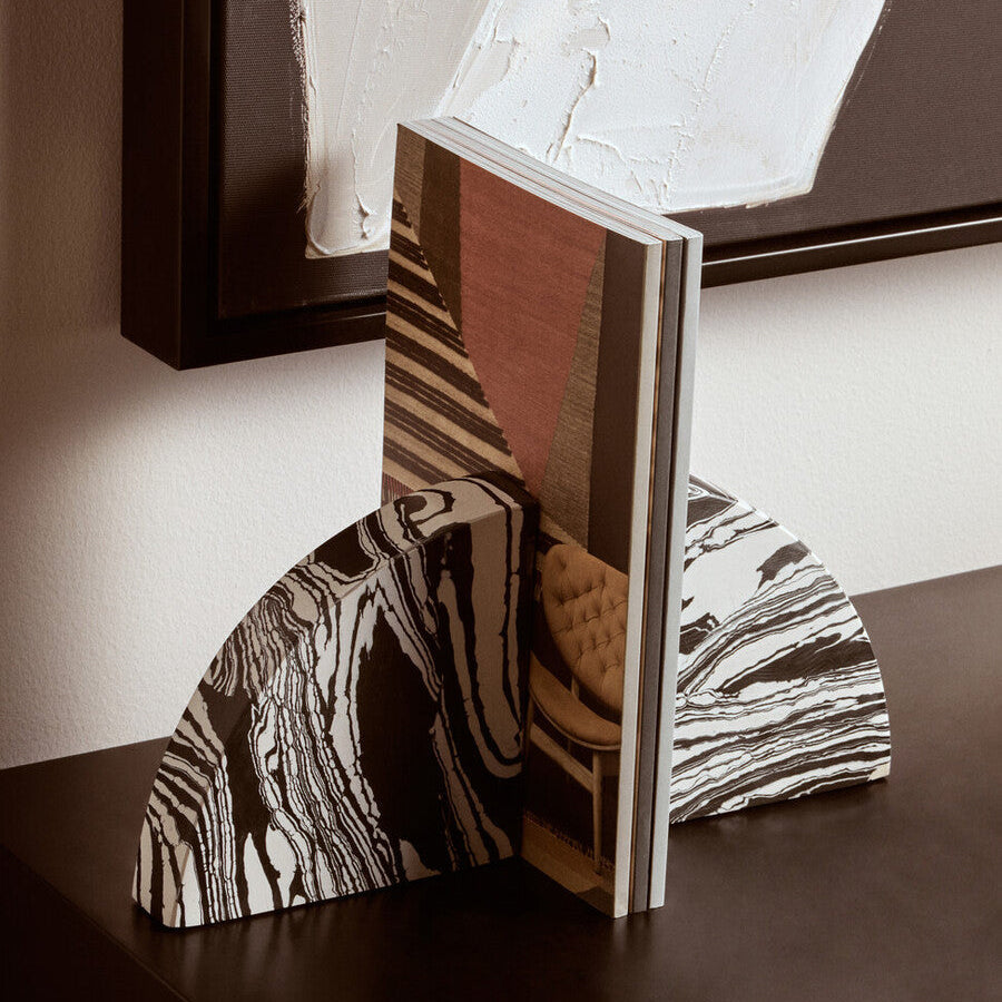 Helsa Black And White Marble Set of Two Bookends
