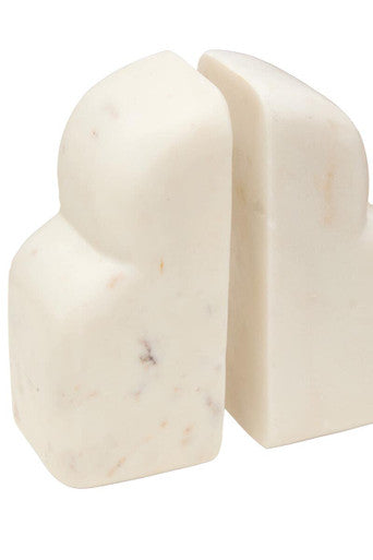 Savio White Marble Set Of Two Bookends
