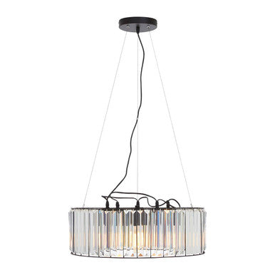 Akiko Black Metal and Glass 5 Bulb Ceiling Light