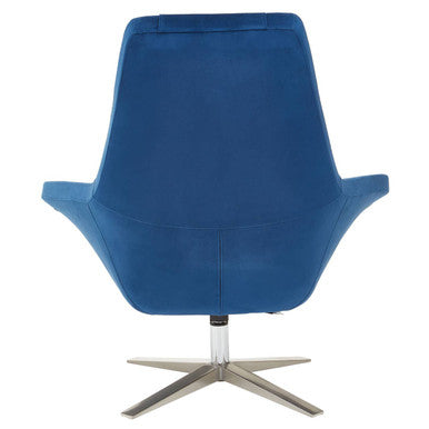 Kalo Navy Velvet Swivel Lounge Chair with Headrest