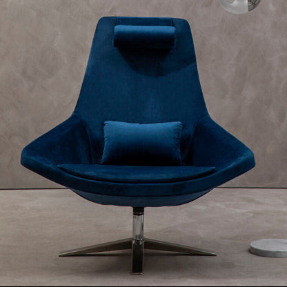 Kalo Navy Velvet Swivel Lounge Chair with Headrest