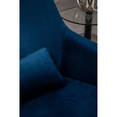Kalo Navy Velvet Swivel Lounge Chair with Headrest