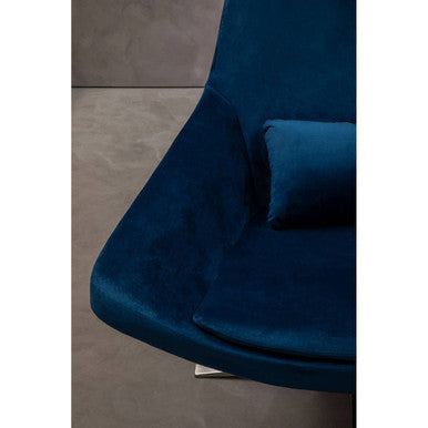 Kalo Navy Velvet Swivel Lounge Chair with Headrest