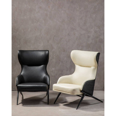 Kiev Ivory and Black Leather Effect Armchair
