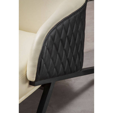 Kiev Ivory and Black Leather Effect Armchair