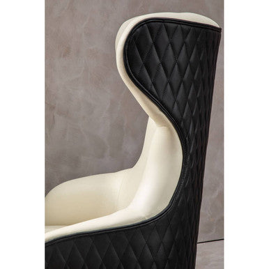 Kiev Ivory and Black Leather Effect Armchair