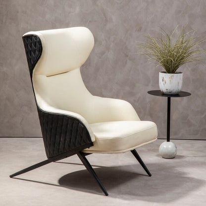 Kiev Ivory and Black Leather Effect Armchair