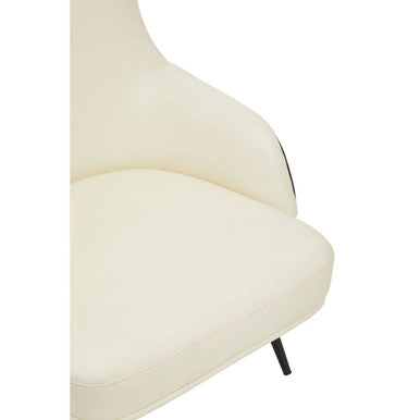 Kiev Ivory and Black Leather Effect Armchair