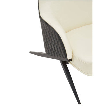 Kiev Ivory and Black Leather Effect Armchair