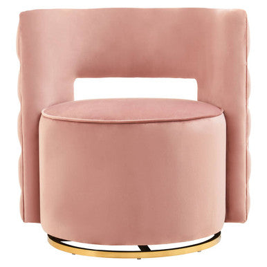 Yasmeen Pink Velvet Tufted Back Swivel Chair