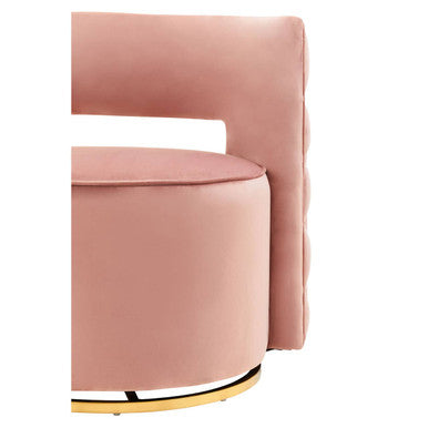 Yasmeen Pink Velvet Tufted Back Swivel Chair