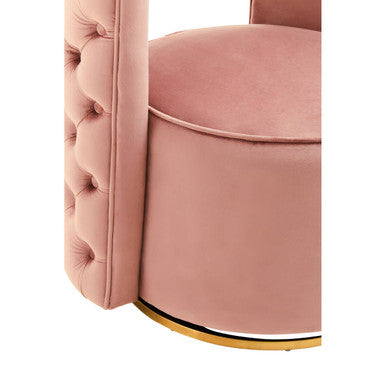 Yasmeen Pink Velvet Tufted Back Swivel Chair