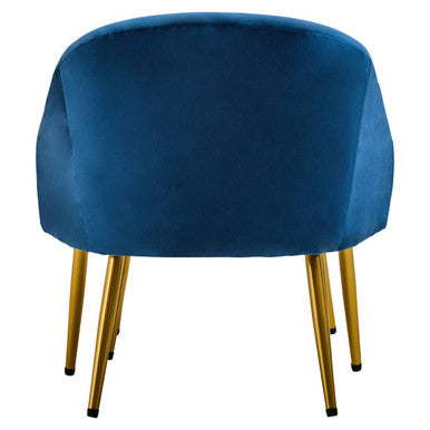 Yasmeen Midnight Blue Velvet Chair and Footstool Set