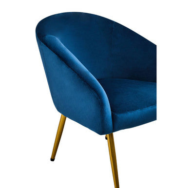 Yasmeen Midnight Blue Velvet Chair and Footstool Set