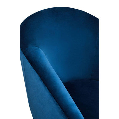 Yasmeen Midnight Blue Velvet Chair and Footstool Set