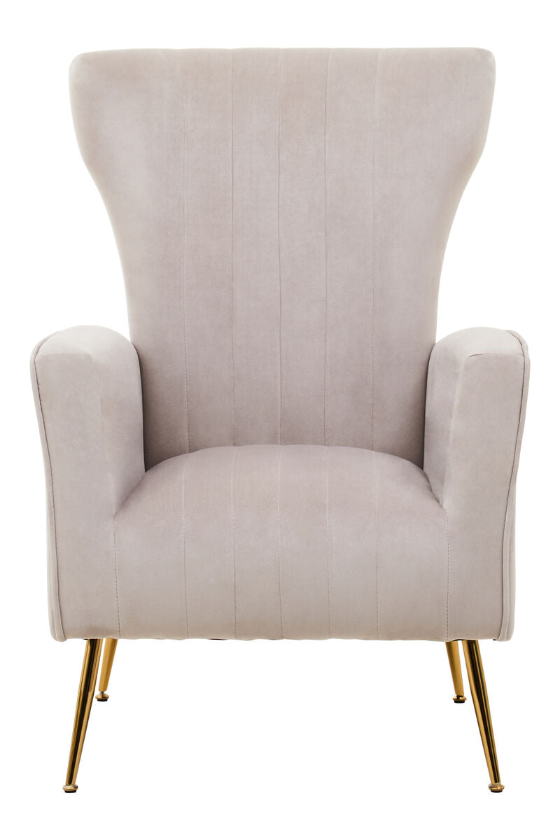 Zamora Mink Velvet Winged High Back Accent Chair