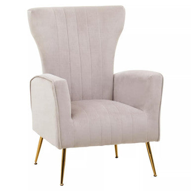 Zamora Mink Velvet Winged High Back Accent Chair