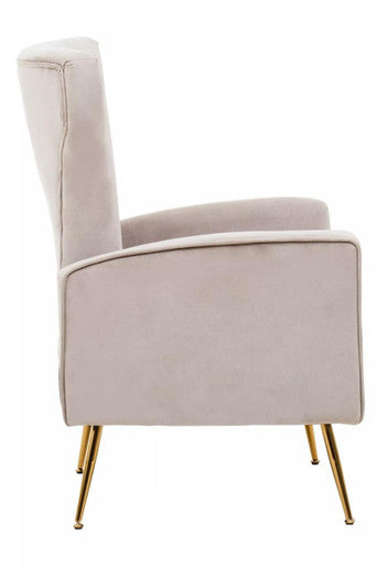 Zamora Mink Velvet Winged High Back Accent Chair