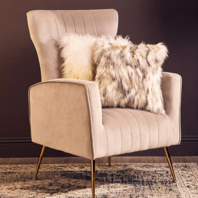 Zamora Mink Velvet Winged High Back Accent Chair