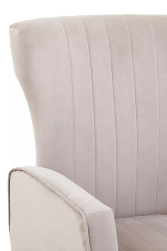 Zamora Mink Velvet Winged High Back Accent Chair