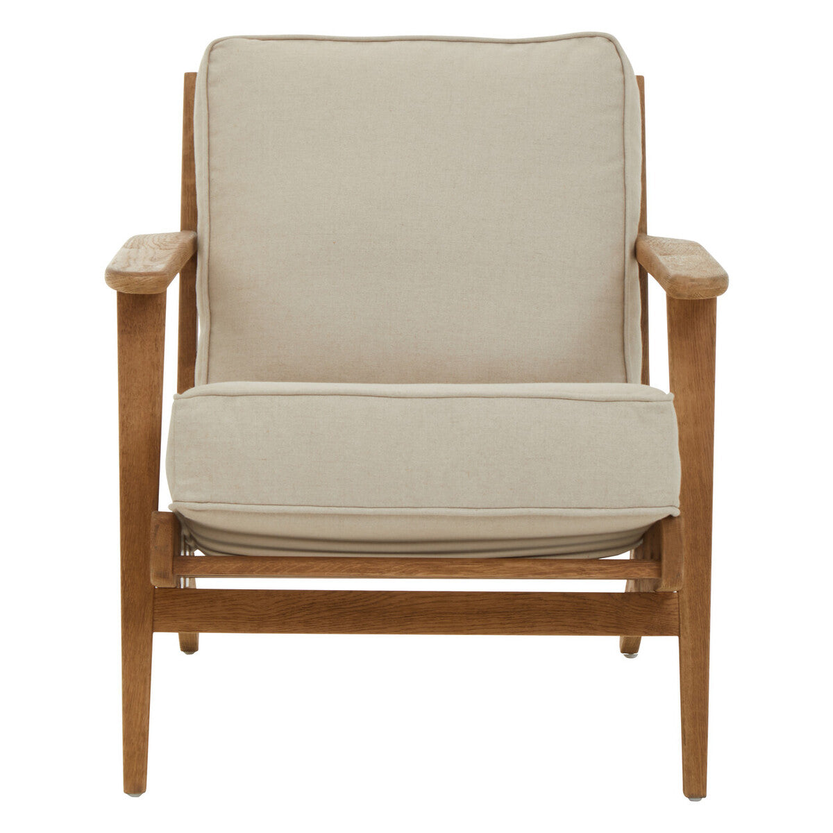 Hector Natural Linen and Dark Oak Wood Armchair