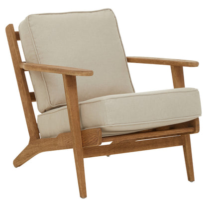 Hector Natural Linen and Dark Oak Wood Armchair