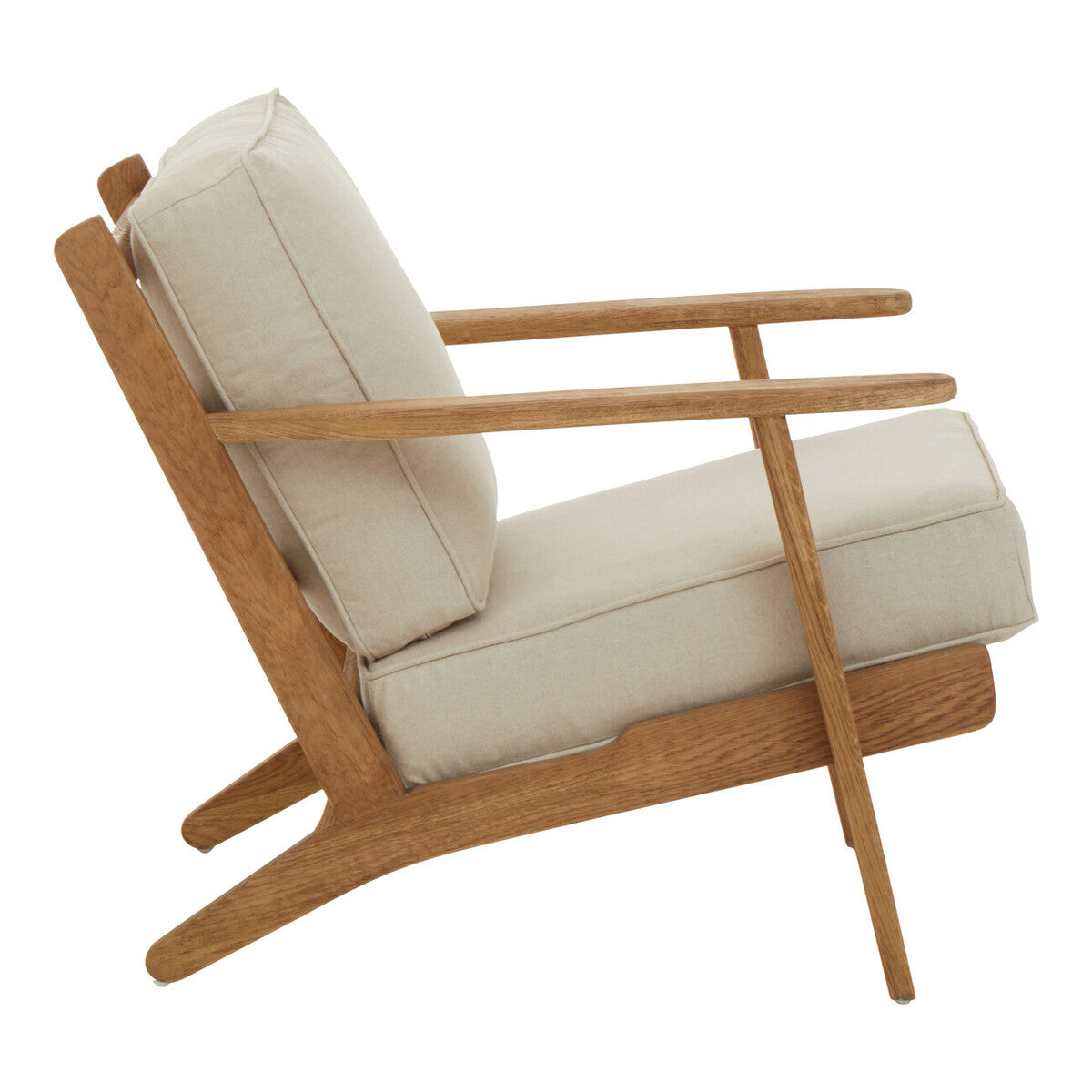 Hector Natural Linen and Dark Oak Wood Armchair