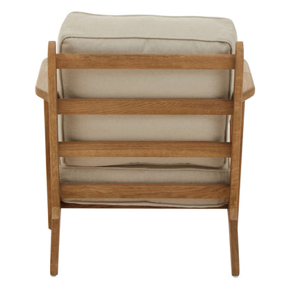 Hector Natural Linen and Dark Oak Wood Armchair