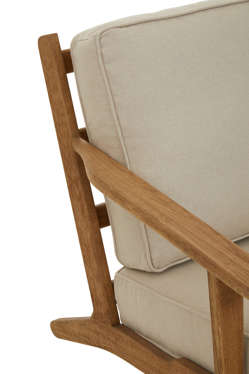 Hector Natural Linen and Dark Oak Wood Armchair