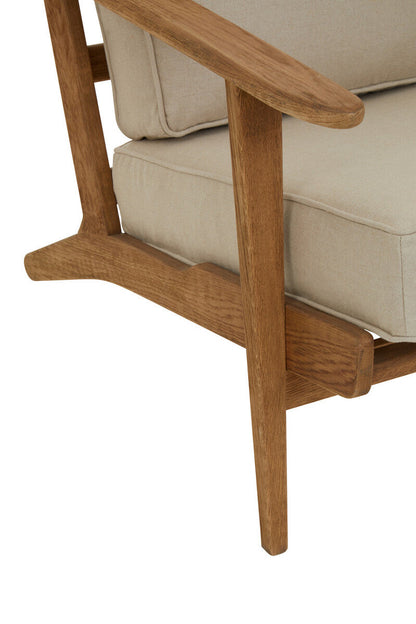 Hector Natural Linen and Dark Oak Wood Armchair